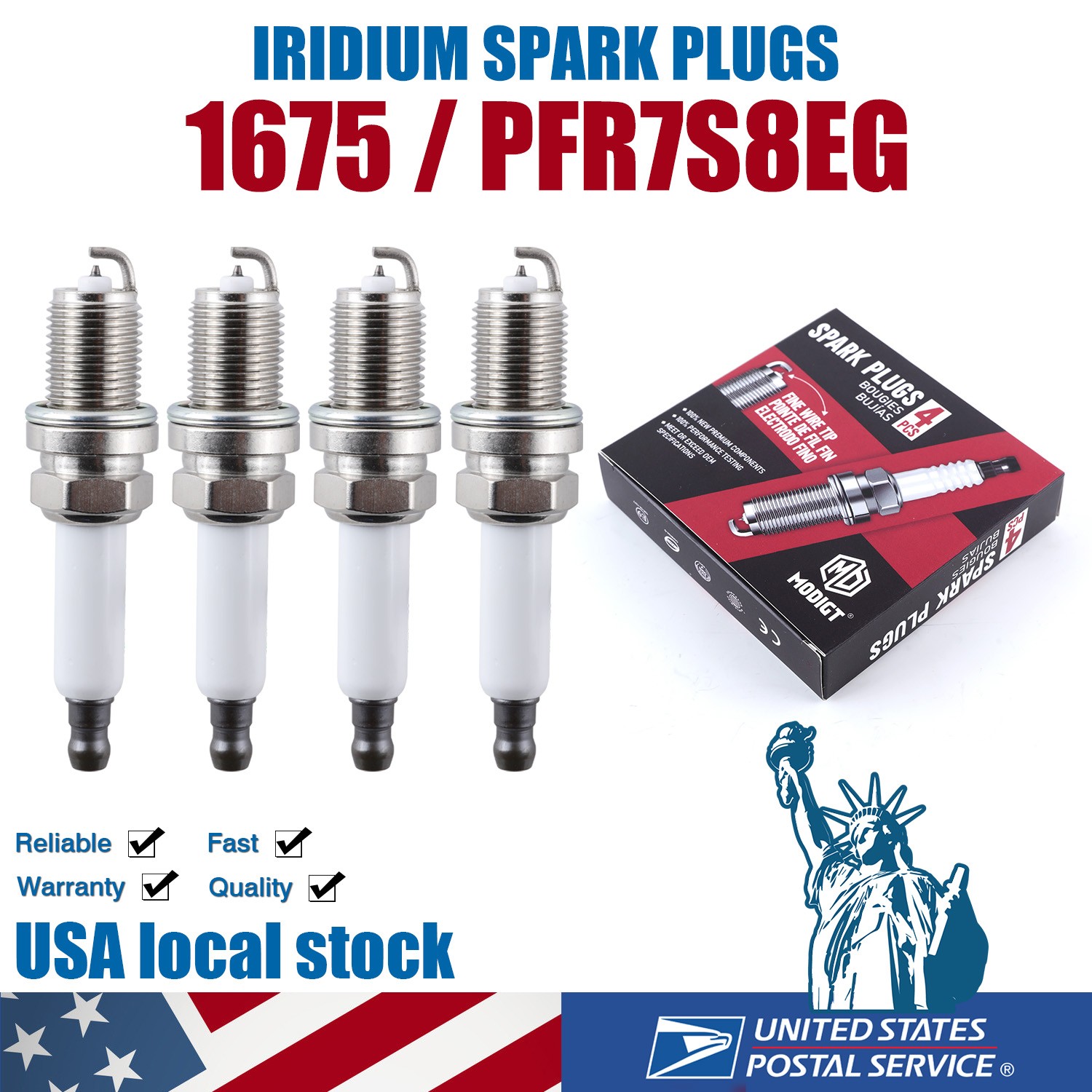 SET OF 4 For NGK Laser Iridium OEM 1675 PFR7S8EG Spark Plugs For Volkswagen Audi