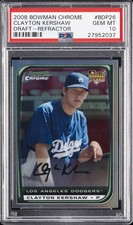 2008 BOWMAN CHROME DRAFT REFRACTOR #BDP26 CLAYTON KERSHAW ROOKIE RC PSA 10