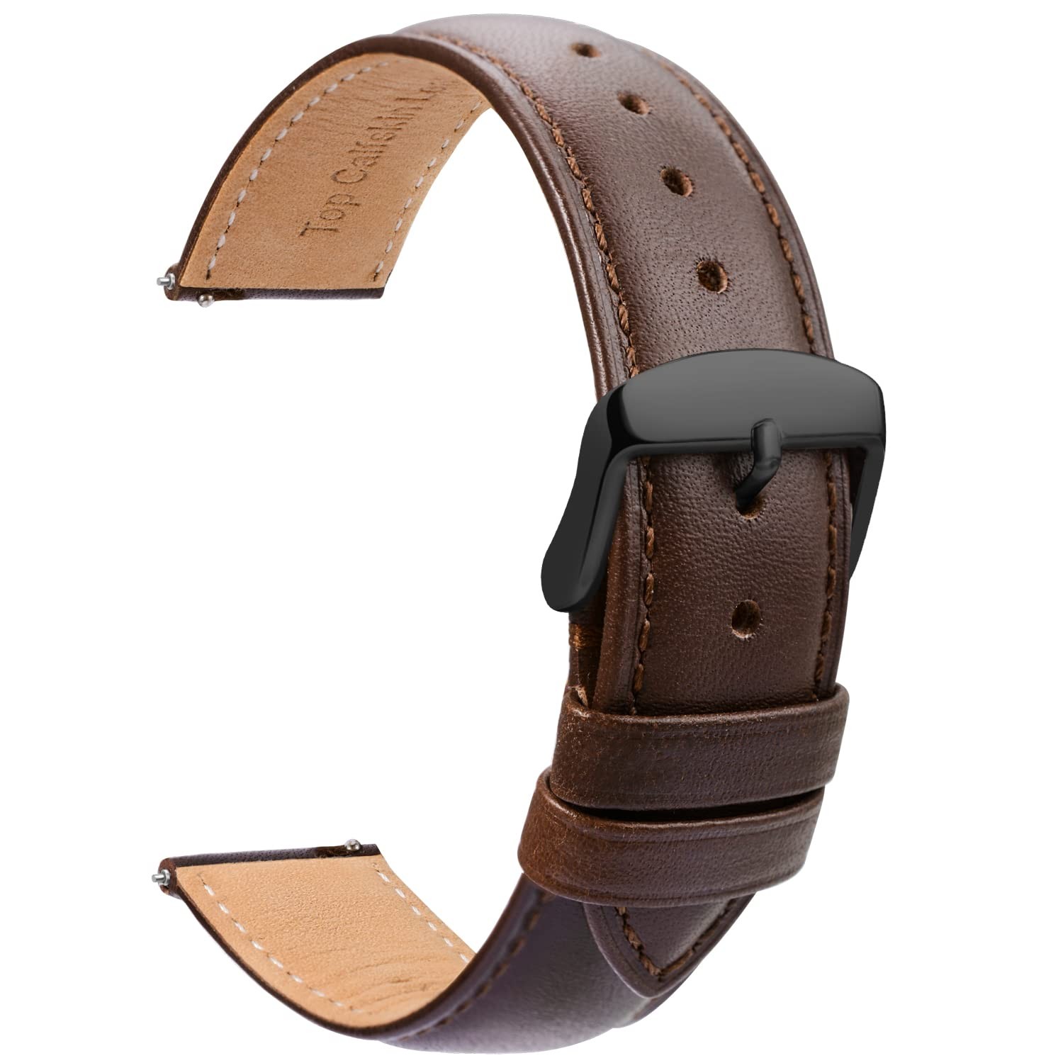 Montre bracelet cuir 16mm marron souple pour changer de style sans outil