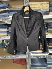 Balmain Paris Women's Black Textured Blazer Jacket Western Buttons Size FR 38