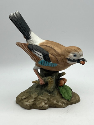 Vintage Keramik Eichelhäher Vogel Figur unglasiert matt lackiert dekorativ