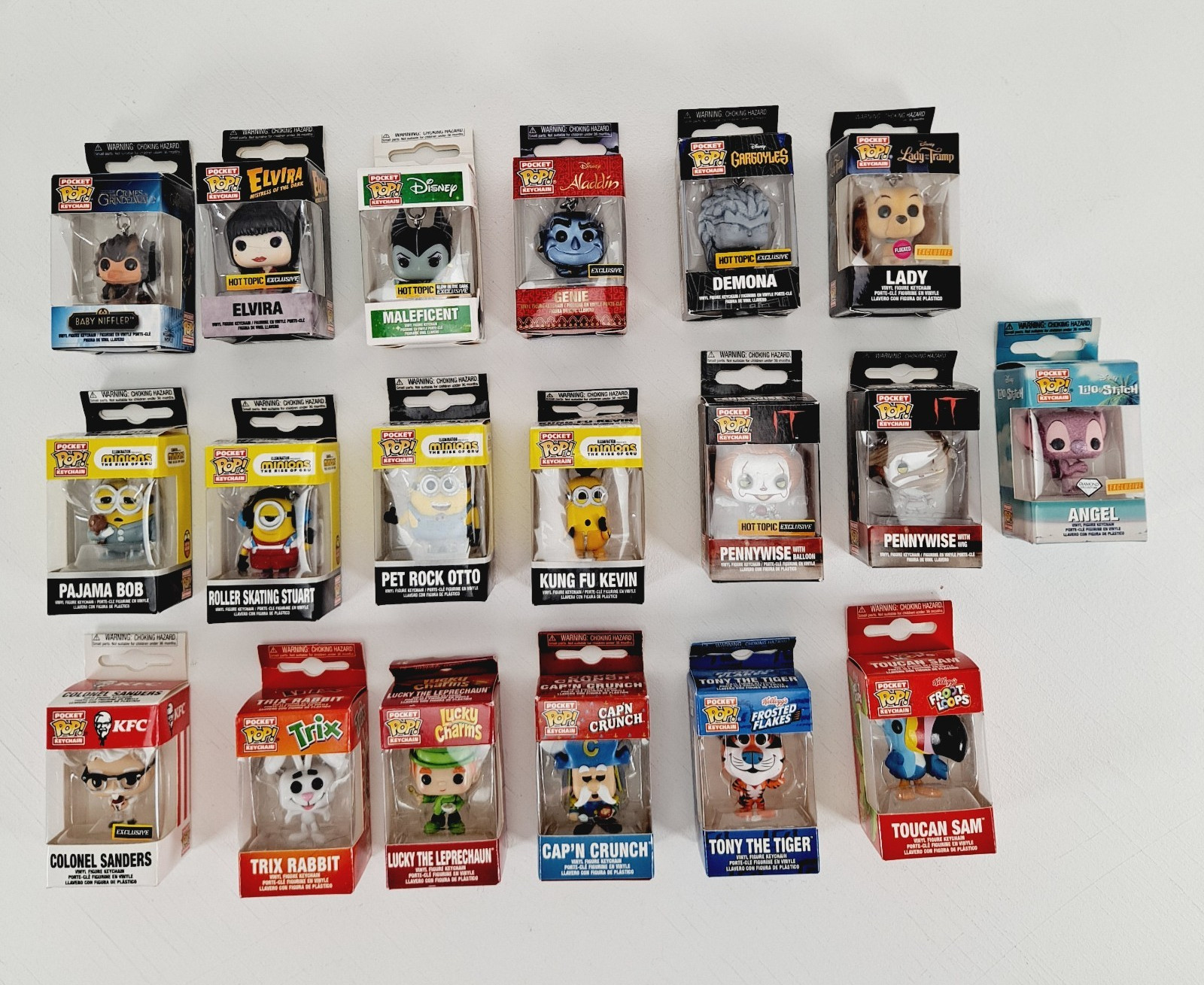 Funko Pocket Pop Keychain Mixed Lot of 19 Disney, Ad Icon, Minions,