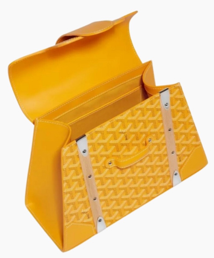 $7600 Goyard Saigon Top Handle Bag Coated Canvas with Leather PM yellow image 5