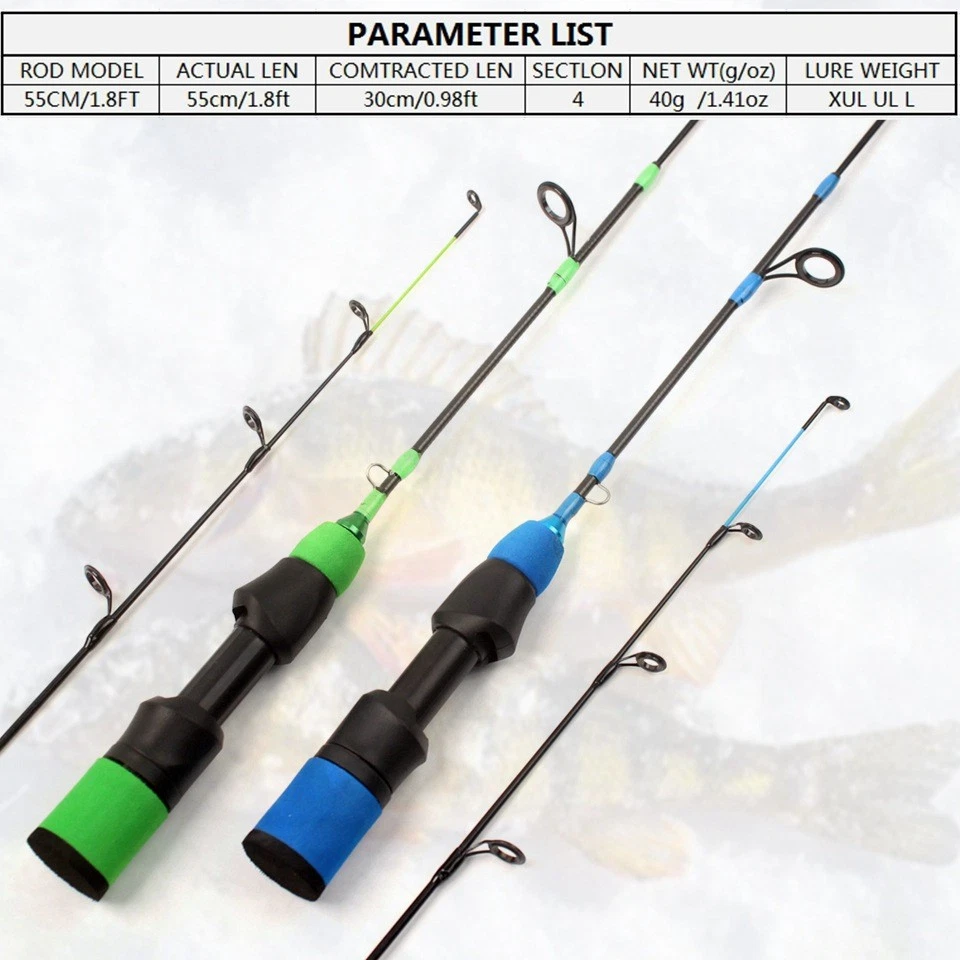 Ice Fishing Rod Carbon Fiber Fast Action Casting Spinning Travel Rod Carp 55cm - Image 2 of 4