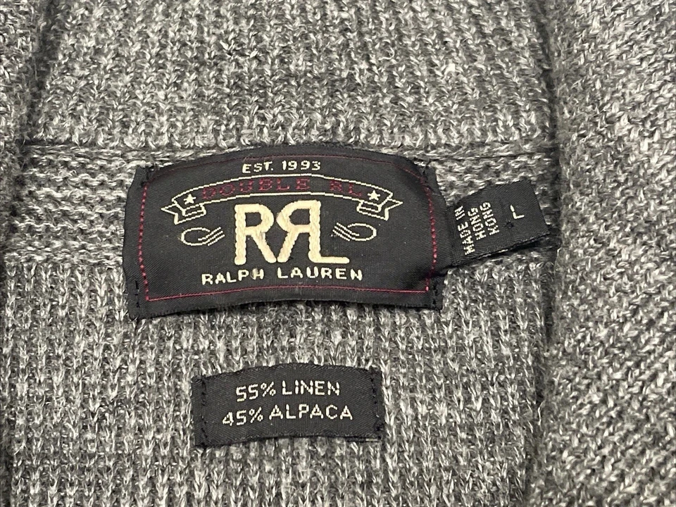 RRL RALPH LAUREN Zip-Up Driver's Knit Sweater Jacket Size L Linen Alpaca - Image 2 of 4