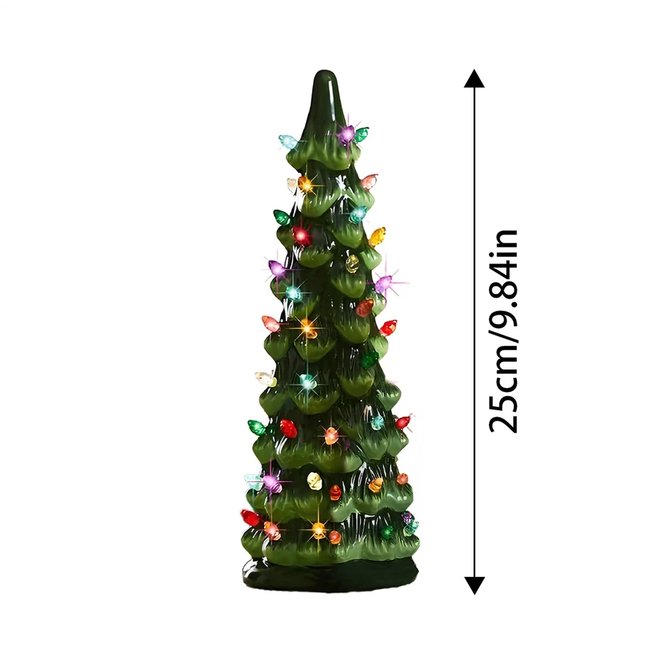 Figura de resina de árbol de Navidad brillante con luces LED para decoración de vacaciones en el hogar Foto 2 de 4