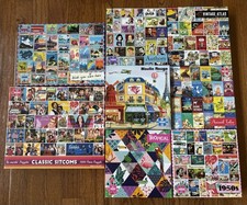Lot Of Seven 1000 Piece One 500 Piece Re-marks Puzzles - COMPLETE