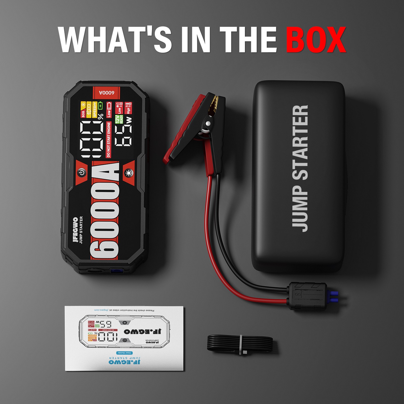 6000A Car Jump Starter Booster Jumper Box Portable Power Bank Battery Charger US
