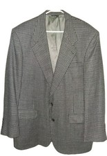 Vintage Norm Thompson Wool Houndstooth Blazer Sport Coat Men Chest 60in