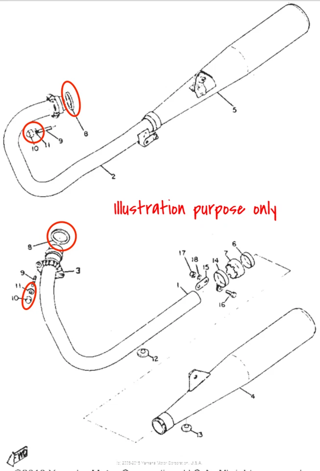 Juego de reparación de juntas de colector de escape Yamaha TX650, XS650, XS650S (1973-1983) Foto 2 de 2