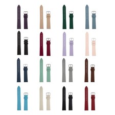 Ladies Genuine Leather Watch Strap Slim Thin Smooth Band 12mm–20mm 17 Colours