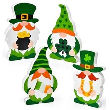 St. Patrick's Day Wooden Gnomes Table Sign Decorations Set of 4 Lucky Irish