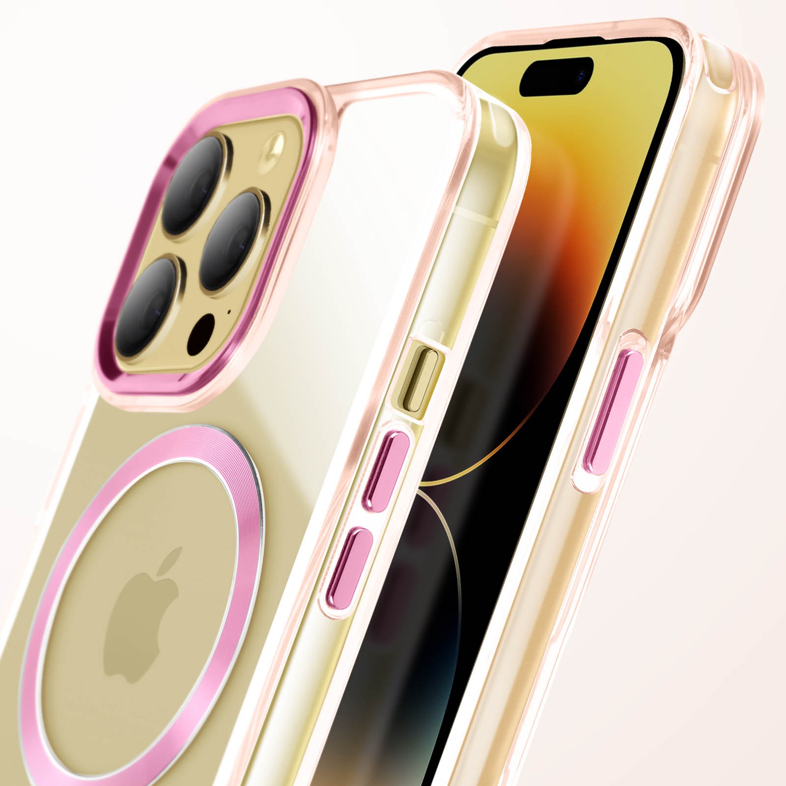 Coque iPhone 14 Pro chic rose champagne pour vos sorties