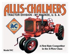 Allis Chalmers Model WC Tin Sign wall decor 12.5" x 16" Made in USA