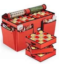 Christmas Ornament Storage Box with 8 Trays, Christmas Storage Container for ...