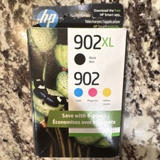 Genuine HP 902XL 902 4-Pack Ink Cartridge Combo Black & Color NEW Factory Sealed