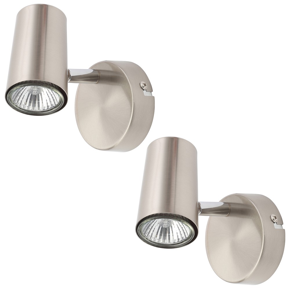Litecraft Chobham Spotlight Adjustable Wall Ceiling in Satin Nickel - 2 Pack