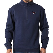 REEBOK Identity Quarter Zip Fleece Pullover Sweatshirt sz XL X-Large Navy Blue