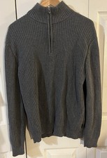 Calvin Klein Sweater Men's Gray 1/4 Zip Pullover 100 Cotton Size Medium EUC