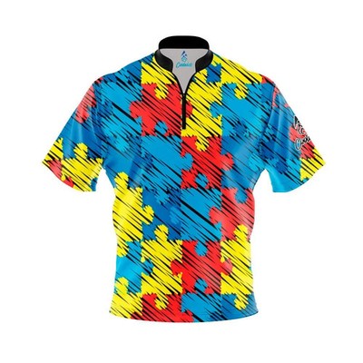 Custom Name Autism Awareness Puzzle Pieces Bowling Jersey Shirt Size S-5XL New