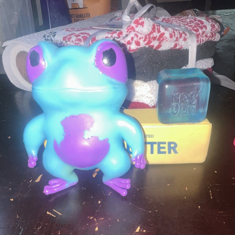 Blue & Purple Plastic Frog Figurine Collectible Toy Animal Figure