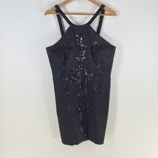 Roberto Cavalli target dress womens 12 pencil black sequin sleeveless zip 119868