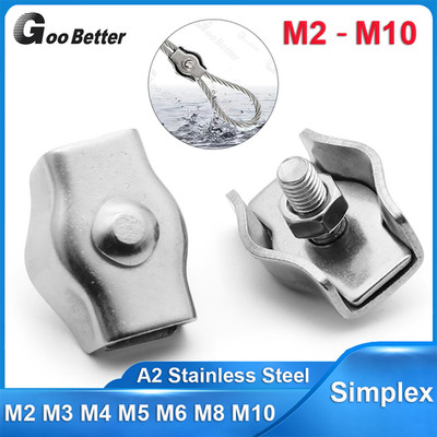 304 Stainless Steel Simplex Steel Wire Grips Clamps Clips Rope Cable 2mm-10mm