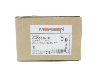 3x FERRAZ SHAWMUT MERSEN NH00GG69V50 Schmelzsicherung ~690V gL-gG 50A - Set of 3