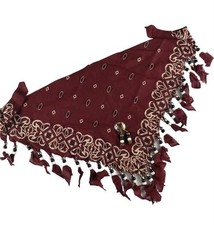 Vintage 70s 80s Native American Country Western Scarf Handkerchief Dark Red