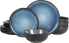 Nardini 12 Piece (Service for 4) Plates and Bowls Reactive Glaze Dishes Sto