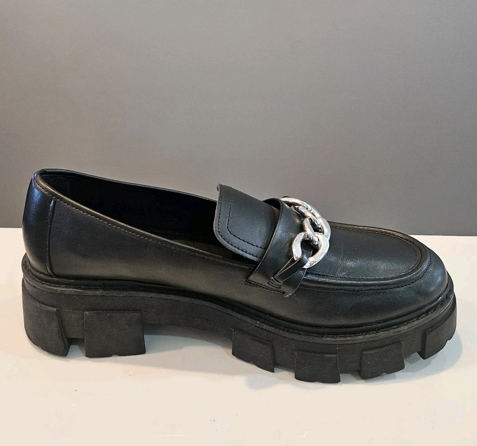 NoBo No Boundaries Talla 10 Zapatos Plataforma Mocasines Sin Cordones Cadena Plateada Y2K Foto 2 de 4