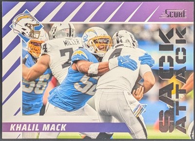 2024 Score Sack Attack Insert #9 Khalil Mack Los Angeles Chargers 