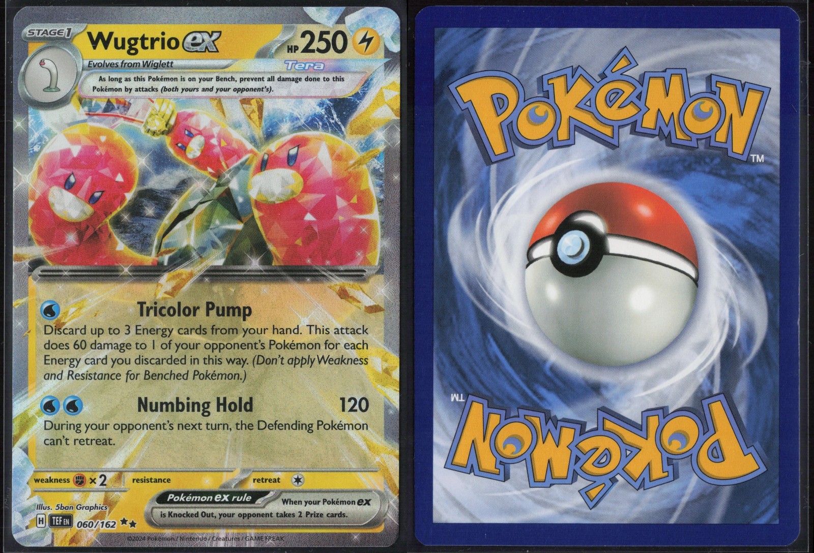 Wugtrio ex 060/162 Double Rare Temporal Forces 2024 Pokemon NM