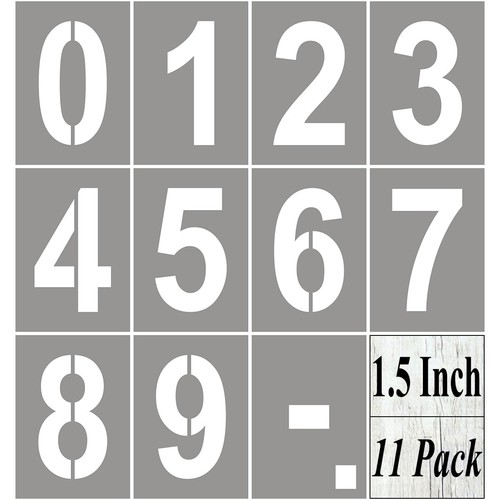1.5 Inch Number Stencils for Painting - 11 Pack Number Stencil Templates for ...