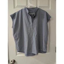 Figs, Women's Med, Rafaela Oversized Scrub Top, Dusty Blue, Pockets