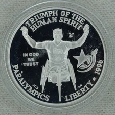 1996-P Paralympic Wheelchair Proof Silver Dollar US Mint $1 Commemorative