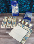 Pimpernel Napkins & Rings Citrus Fruit Green Yellow Beige Dining Decor Set of 8