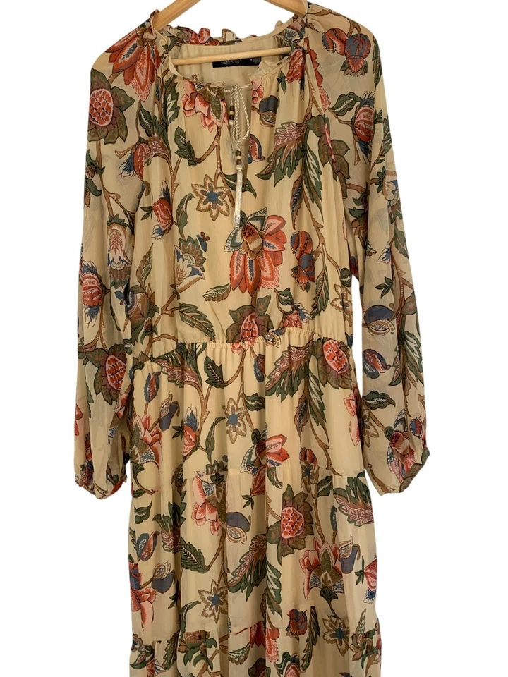 New Lauren Ralph Lauren Tiered Floral Maxi Dress Size 16 RHH10558 Long Sleeve - Image 3 of 4