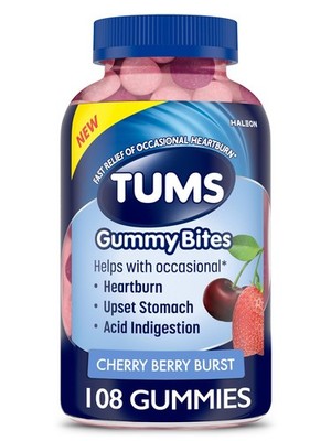 TUMS Gummy Bites Dietary Supplement for Occasional Heartburn Relief, Upset... 