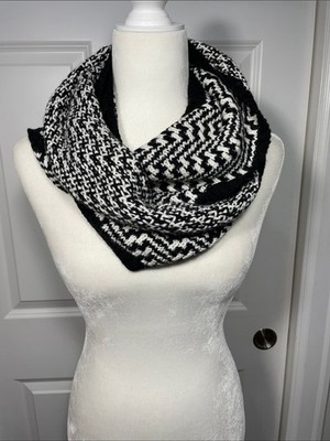 Echo Infinity Scarf Black White Wool Alpaca Blend New