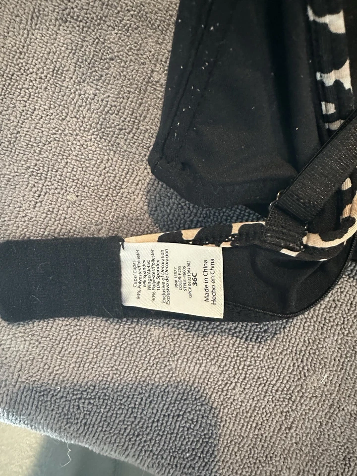 Great Bra.  Brand Unknown Black With Animal Print 36C - Image 4 of 4