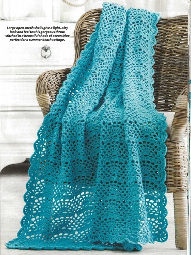afghan  / throw (P125) Vintage  crochet  pattern