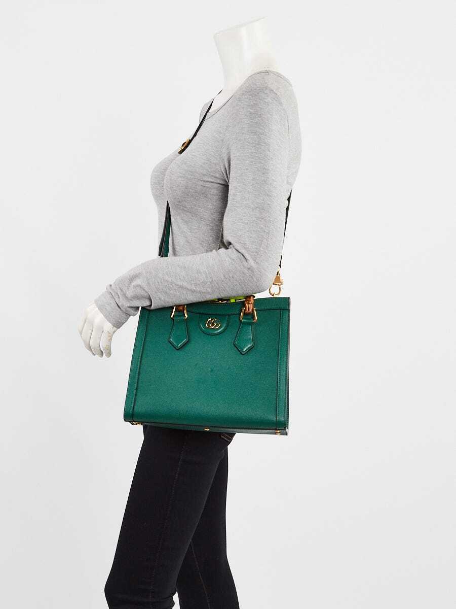 Gucci Green Leather Small Diana Tote Bag | eBay