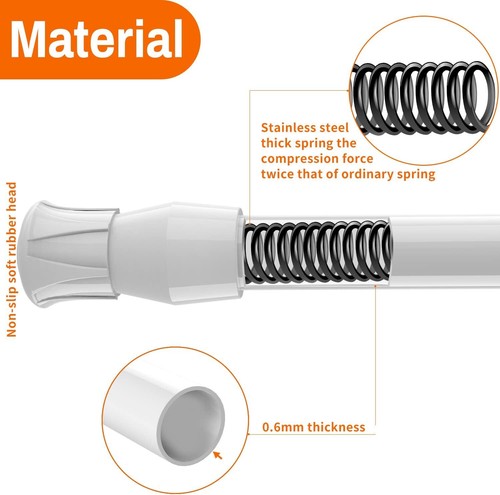 6 Pack Spring Curtain Rod Adjustable Length for Kitchen Bathroom Cupboard - Picture 3 of 6