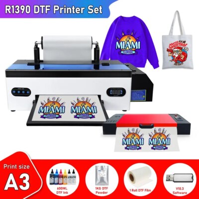 R1390dtf transfers ready to press A3tshirts printing machines for fabric clothes