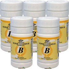 5 x Super Vitamin B Complex B6 Biotin Folic Acid Niacin 100 Tabs