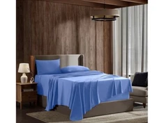 Nestl Four Piece Twin Bed Set Deep Pocket Hotel Luxury Cool Soft Calm Blue NWT