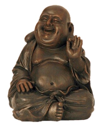 Große Figur Buddha sitzend lachend dunkelbraun 31cm Feng Shui Asia Buddhismus