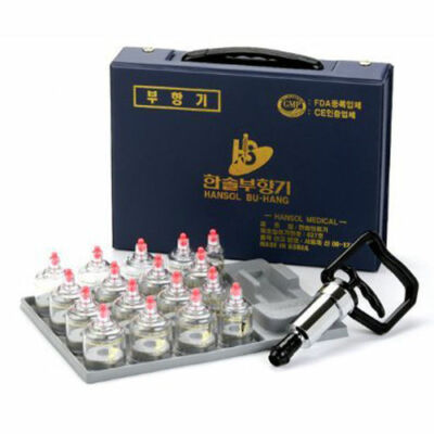 Hansol Professional Cupping Therapy Equipment Set with Pumping Handle 17 Cups