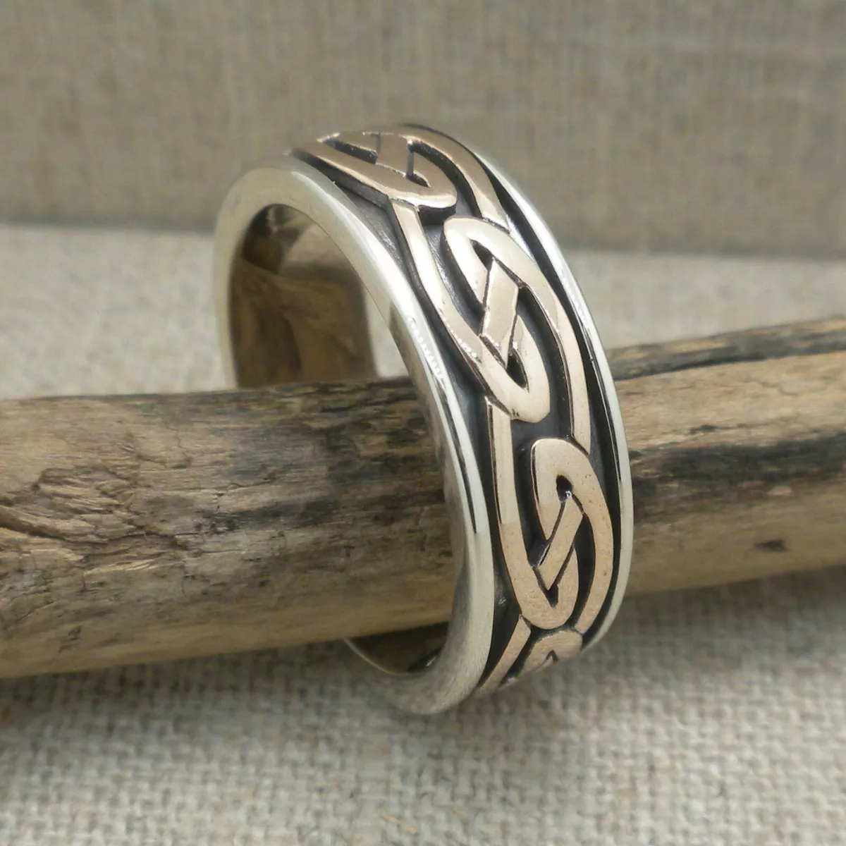 Size 11 Sterling Silver Bronze Celtic Eternity Knot Wedding Ring KEITH JACK